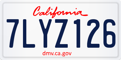 CA license plate 7LYZ126