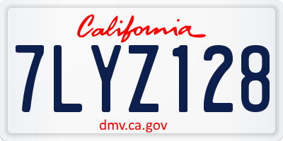 CA license plate 7LYZ128