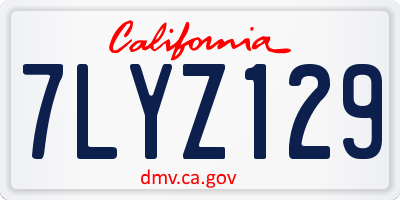 CA license plate 7LYZ129