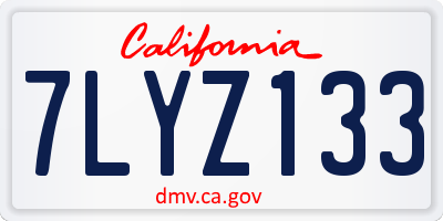 CA license plate 7LYZ133