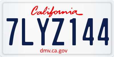 CA license plate 7LYZ144
