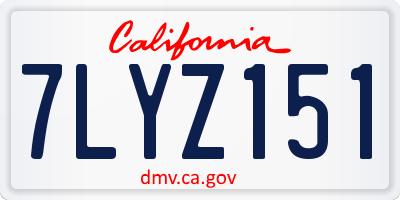 CA license plate 7LYZ151