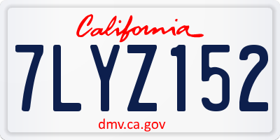 CA license plate 7LYZ152