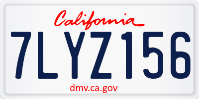 CA license plate 7LYZ156