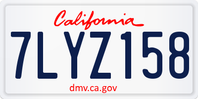 CA license plate 7LYZ158
