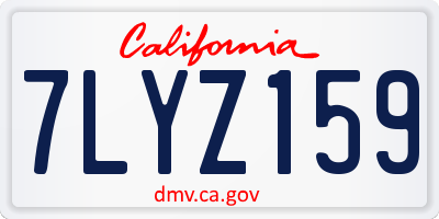 CA license plate 7LYZ159