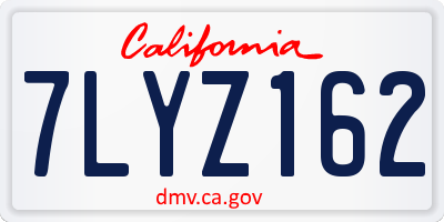 CA license plate 7LYZ162