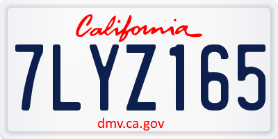 CA license plate 7LYZ165