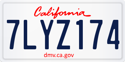 CA license plate 7LYZ174