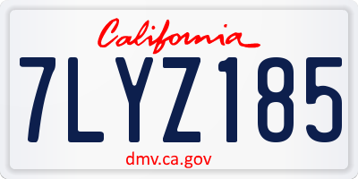 CA license plate 7LYZ185