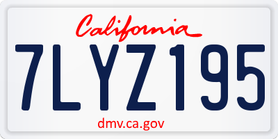 CA license plate 7LYZ195