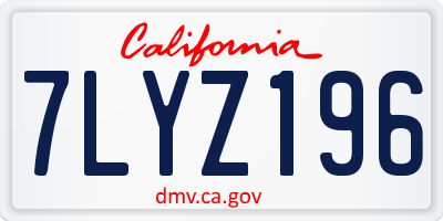 CA license plate 7LYZ196