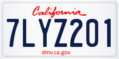 CA license plate 7LYZ201