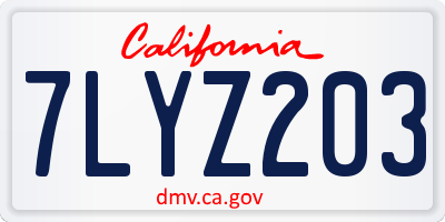 CA license plate 7LYZ203