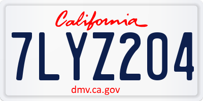 CA license plate 7LYZ204