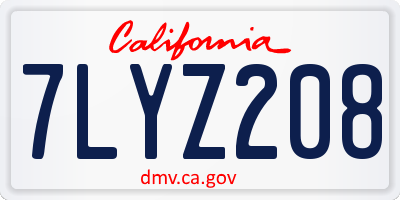 CA license plate 7LYZ208