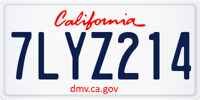 CA license plate 7LYZ214