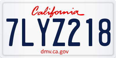 CA license plate 7LYZ218