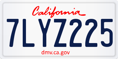 CA license plate 7LYZ225