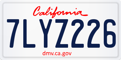CA license plate 7LYZ226