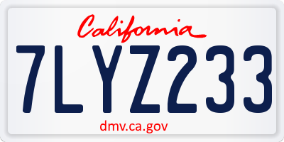 CA license plate 7LYZ233