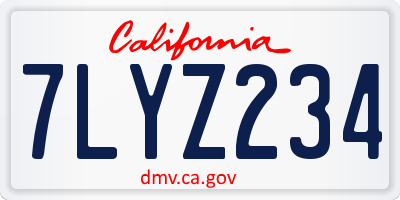 CA license plate 7LYZ234
