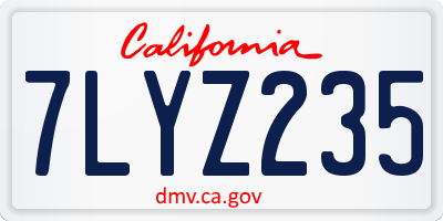 CA license plate 7LYZ235