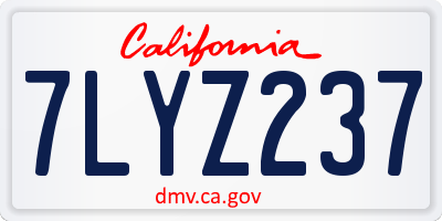 CA license plate 7LYZ237