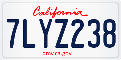 CA license plate 7LYZ238
