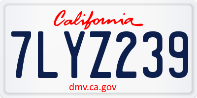 CA license plate 7LYZ239