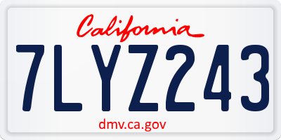 CA license plate 7LYZ243