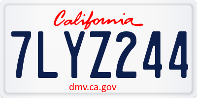 CA license plate 7LYZ244