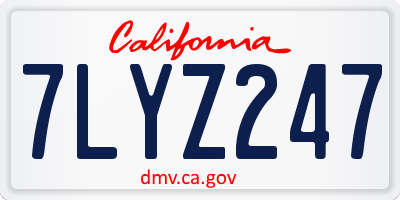 CA license plate 7LYZ247