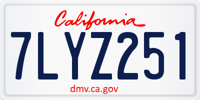 CA license plate 7LYZ251