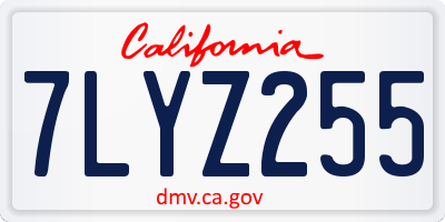 CA license plate 7LYZ255