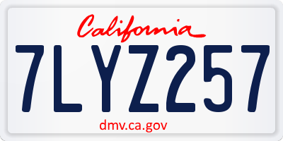 CA license plate 7LYZ257