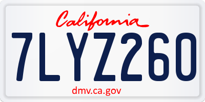 CA license plate 7LYZ260