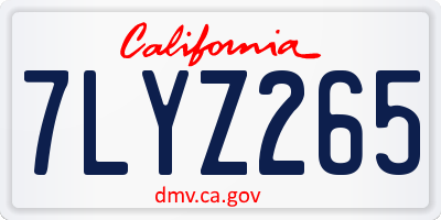 CA license plate 7LYZ265