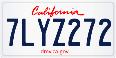 CA license plate 7LYZ272