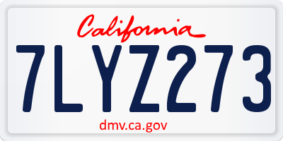 CA license plate 7LYZ273