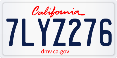 CA license plate 7LYZ276