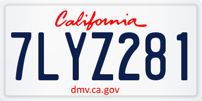 CA license plate 7LYZ281