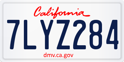 CA license plate 7LYZ284