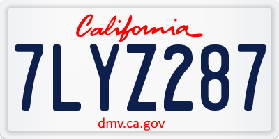 CA license plate 7LYZ287