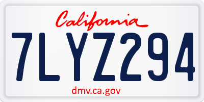 CA license plate 7LYZ294