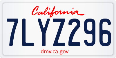 CA license plate 7LYZ296
