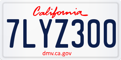 CA license plate 7LYZ300