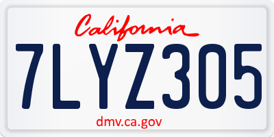 CA license plate 7LYZ305