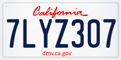 CA license plate 7LYZ307