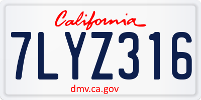 CA license plate 7LYZ316